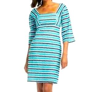 NWOT Size 6 Trina Turk Quanit Chevron Knit 3/4 Bell Sleeve Dress